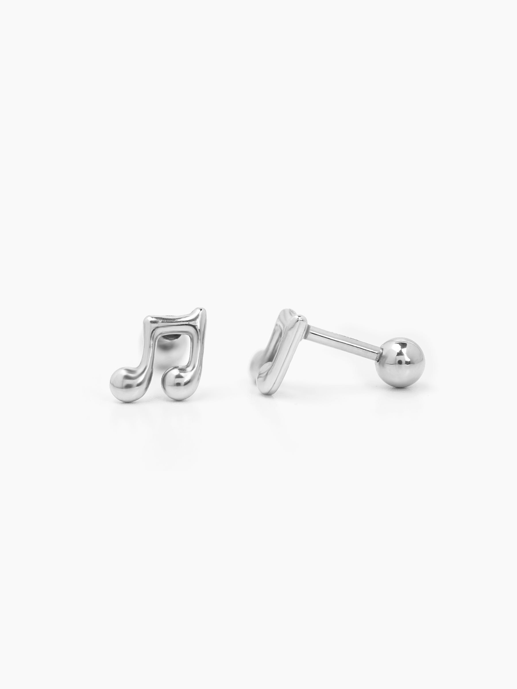 Zeph Music Note Silver Men's Stud Earrings