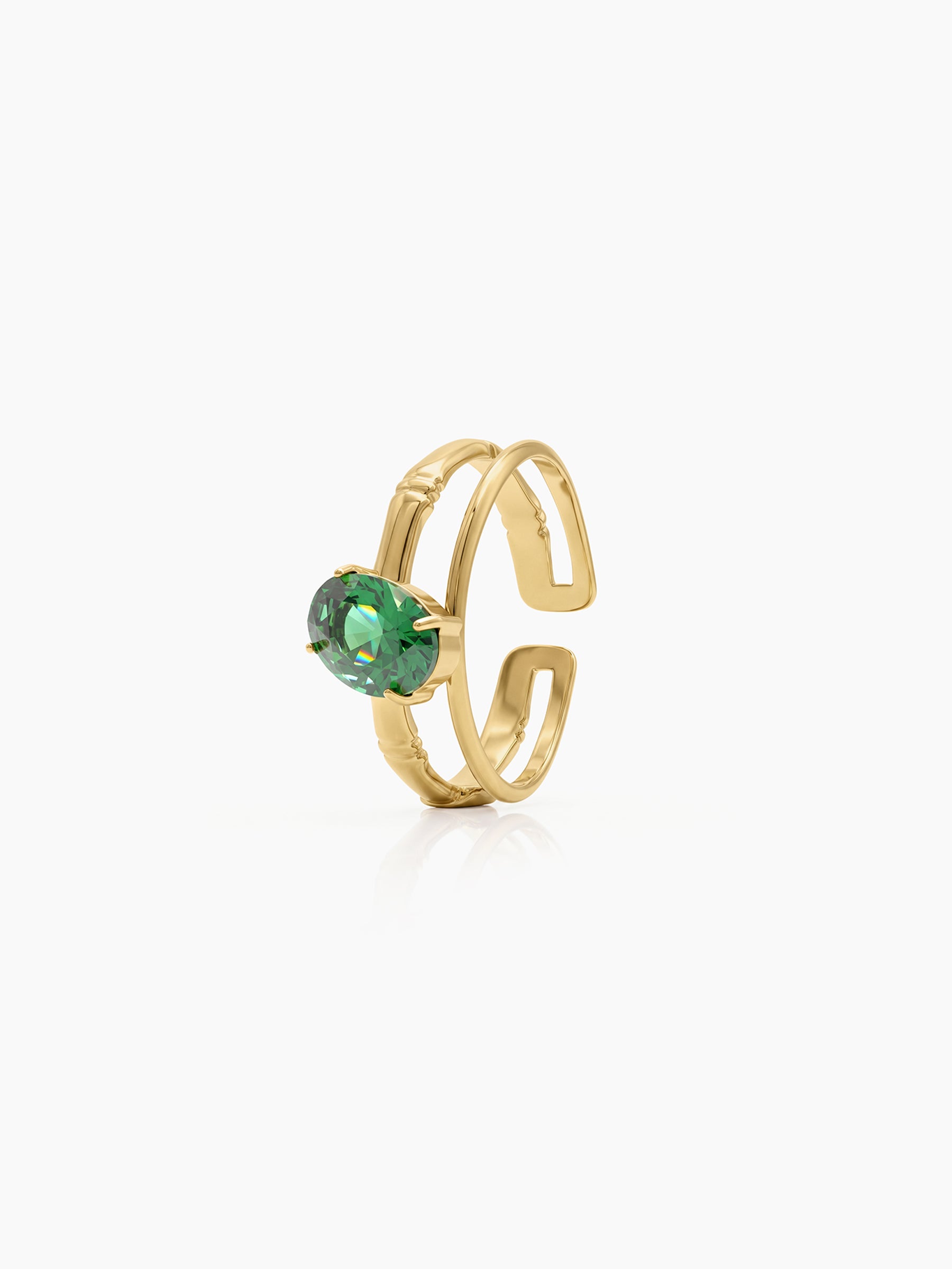 Zirelle Green Solitaire Green - Gold Women's Rings