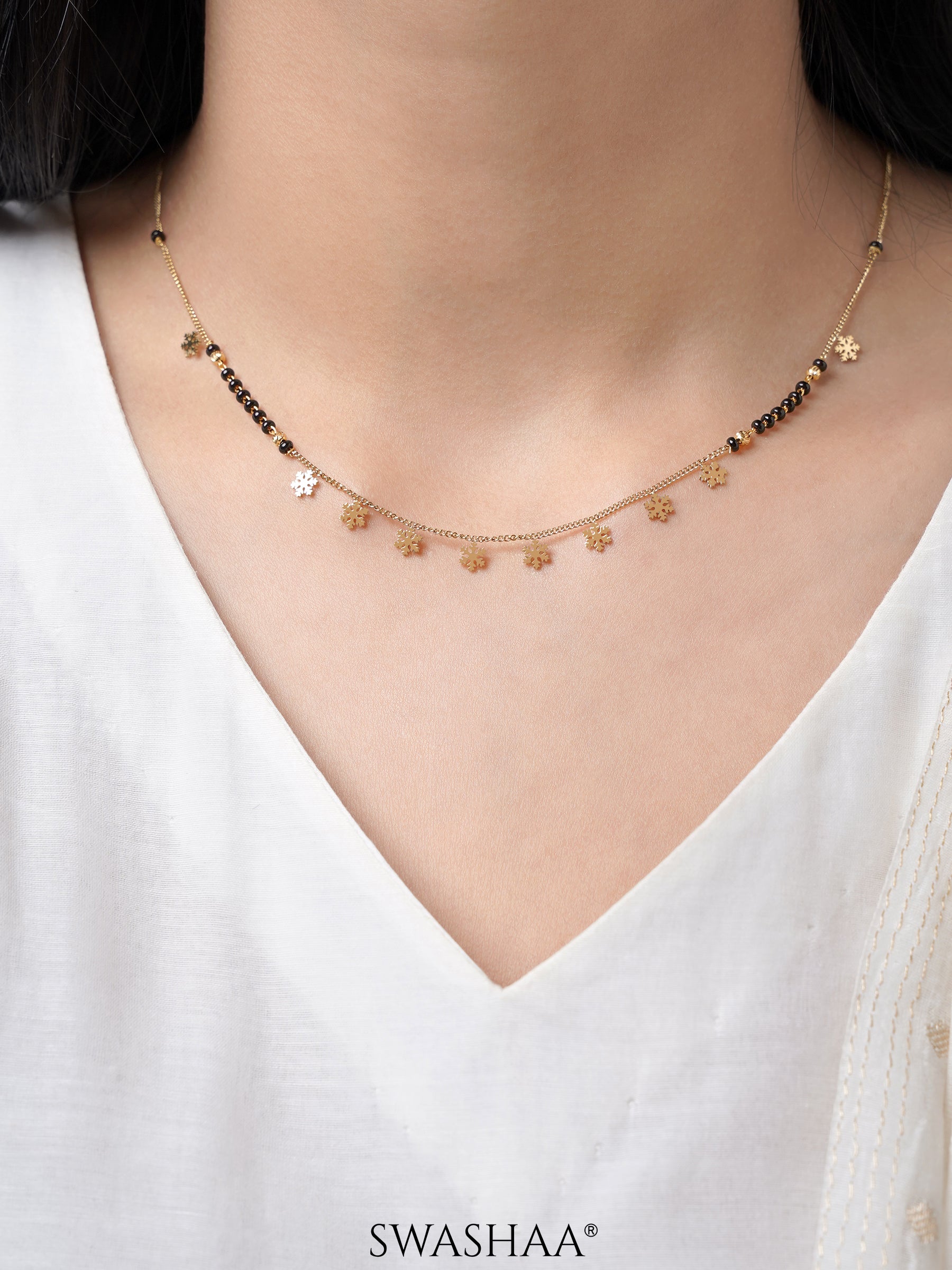 Ziva Snowflake Charms 18K Gold Plated Mangalsutra