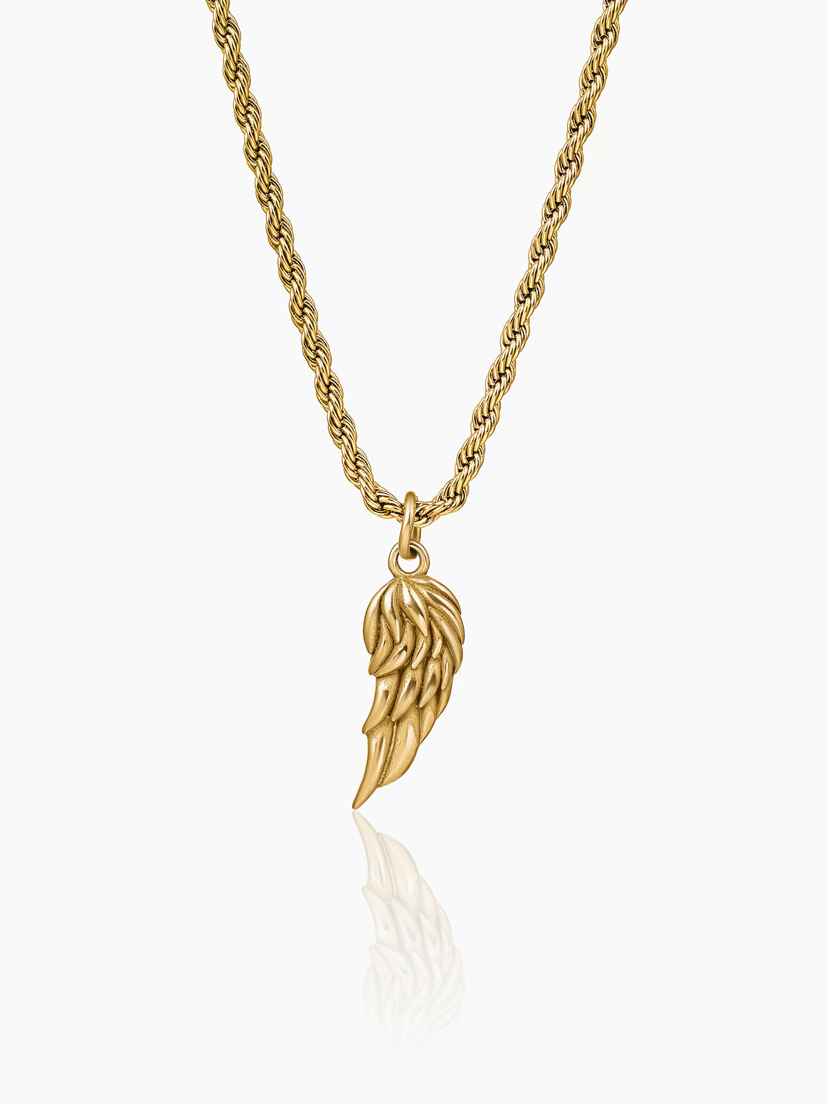 Ziven Feather Wing Twisted Rope 18K Gold Plated Men's Chain Pendant