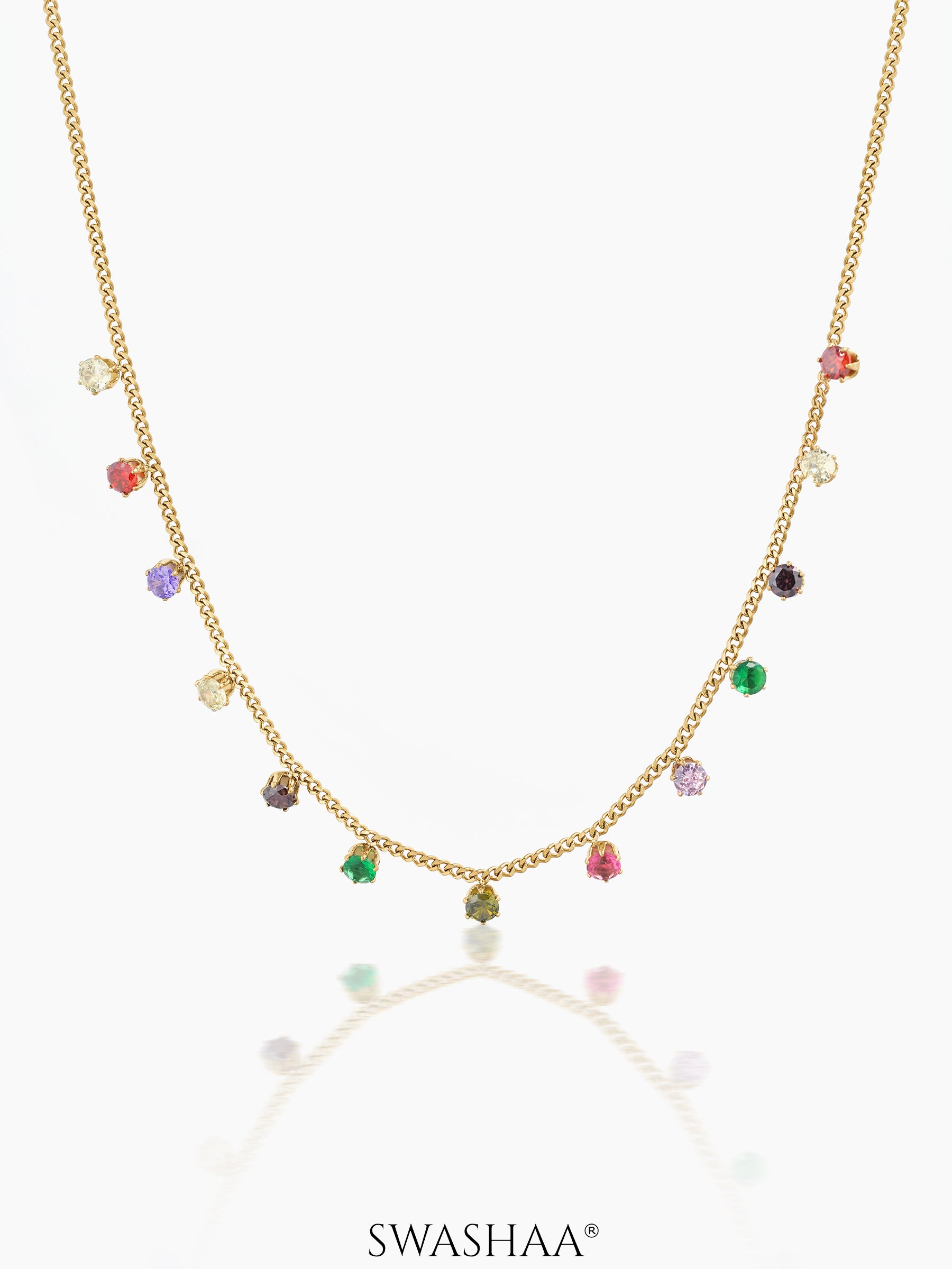 Ziya Multi Colored Stones 14K Gold Plated Necklace