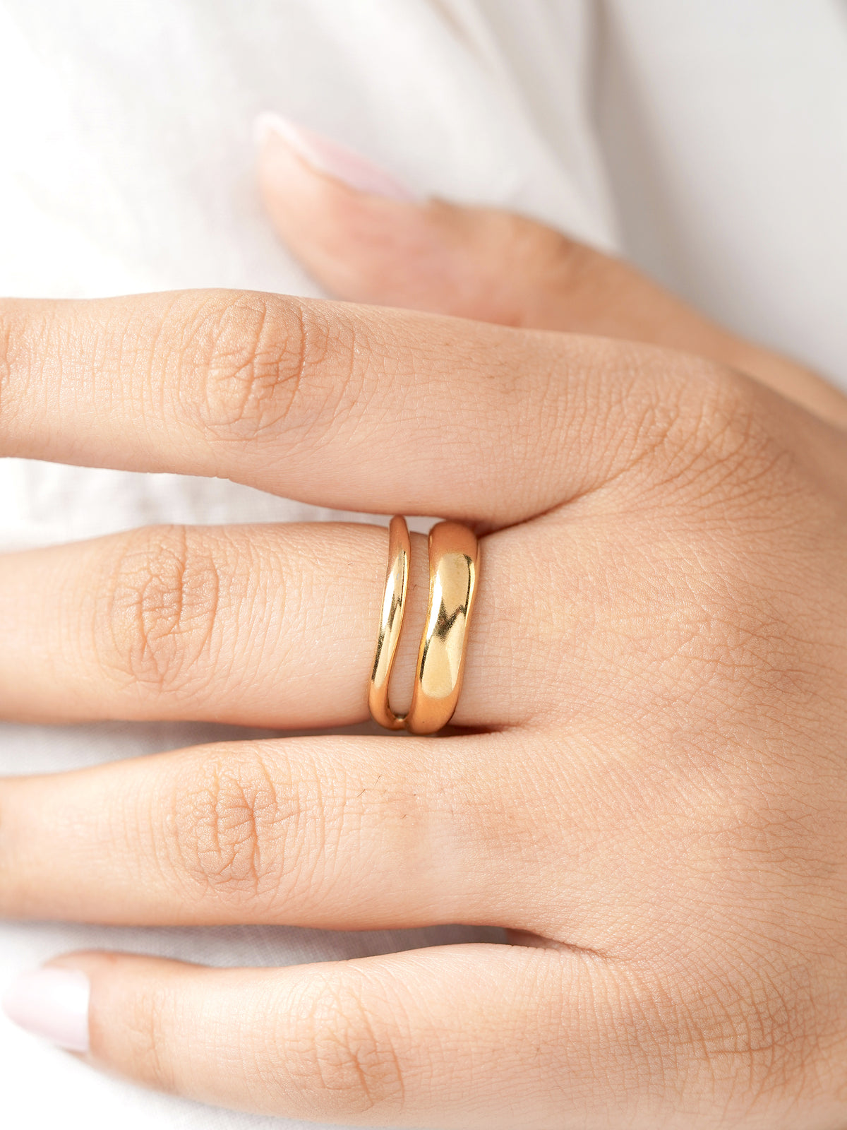 Zoey Dual Band Space Adjustable 18K Gold Plated Ring