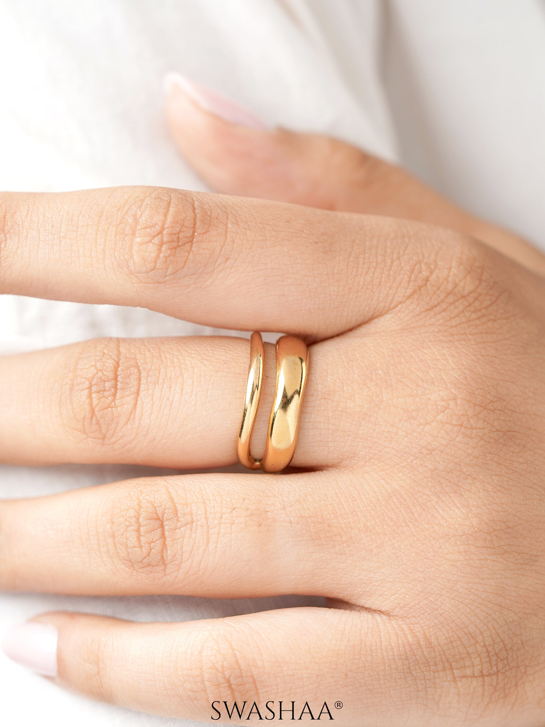 Zoey Dual Band Space Adjustable 18K Gold Plated Ring