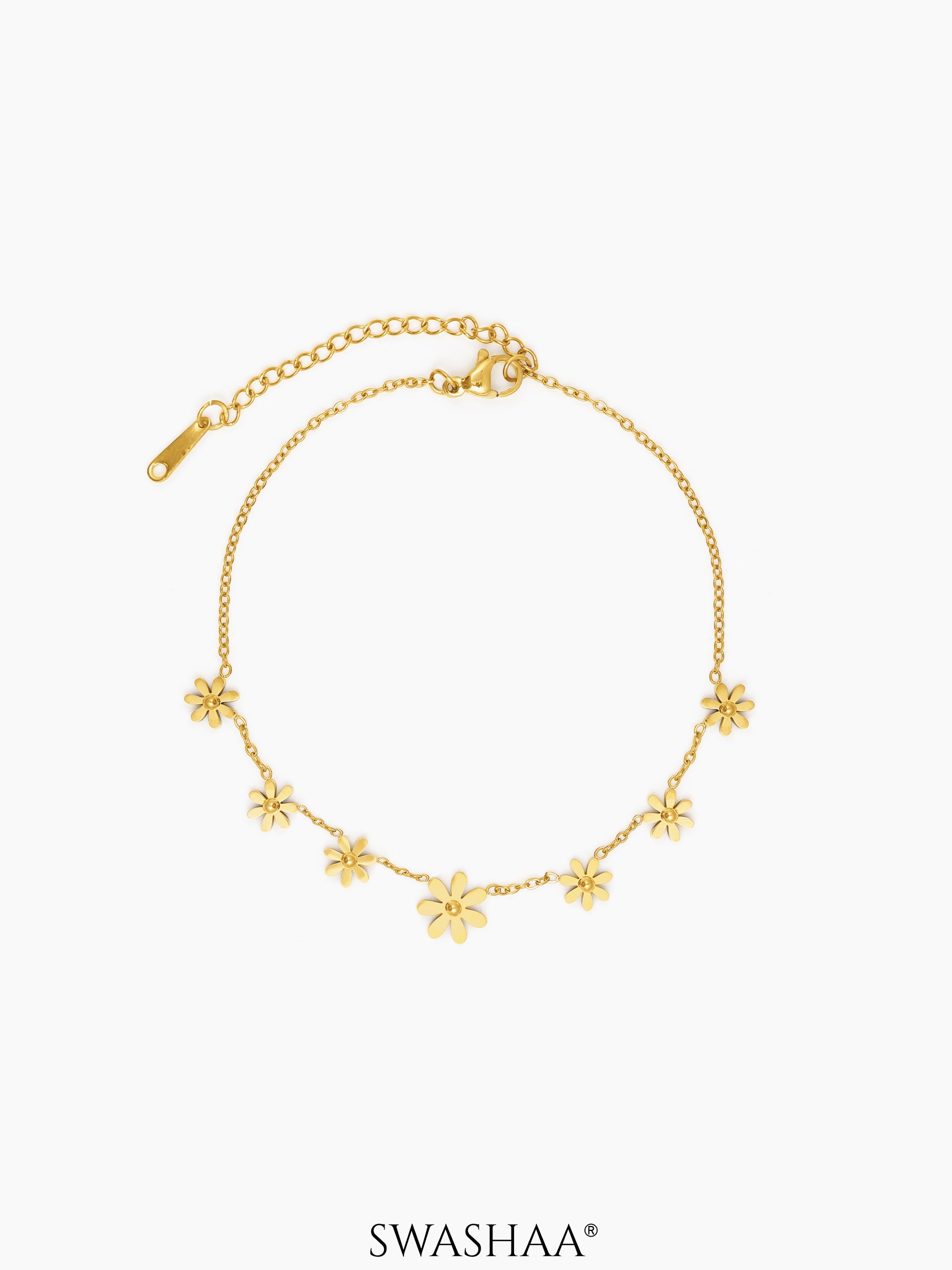 Zofia Flory Flower Charms 18K Gold Plated Women's Anklet
