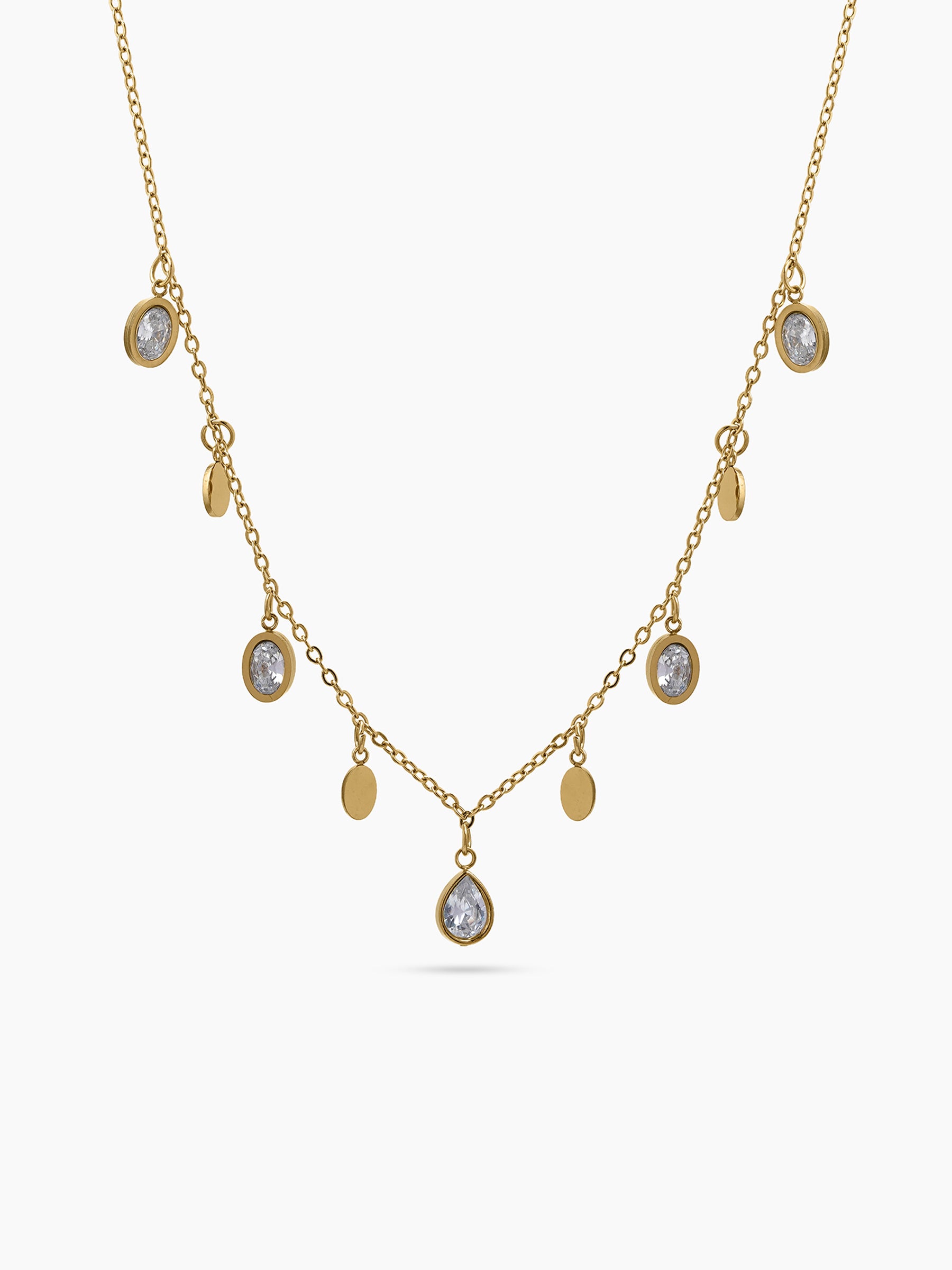 Zoreya Diamond Drop Charms 18K Gold Plated Women's Chain Pendant Necklaces