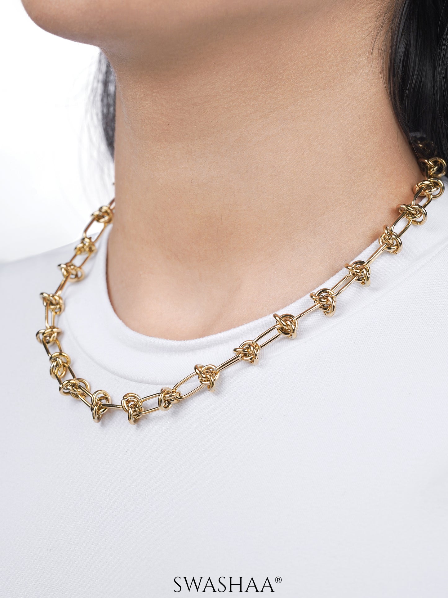 Zynn Link Knot 18K Gold Plated Choker Necklace