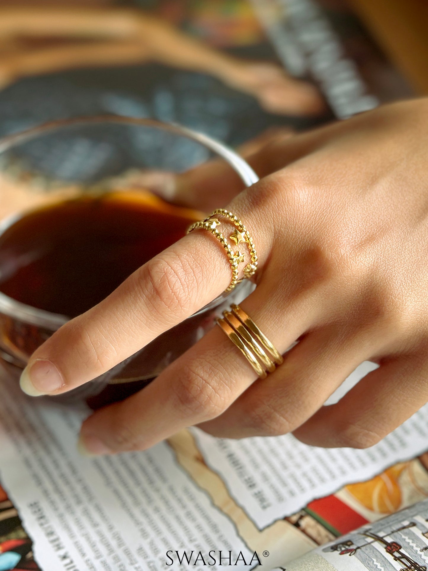 Nitara Star Cutouts 18K Gold Plated Ring