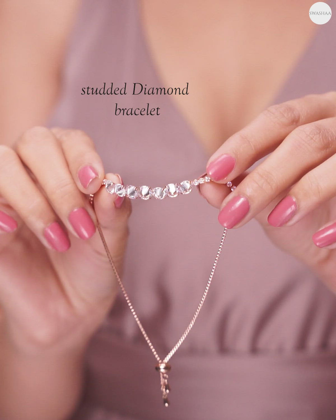 Studded Diamond Rosegold Plated Bracelet