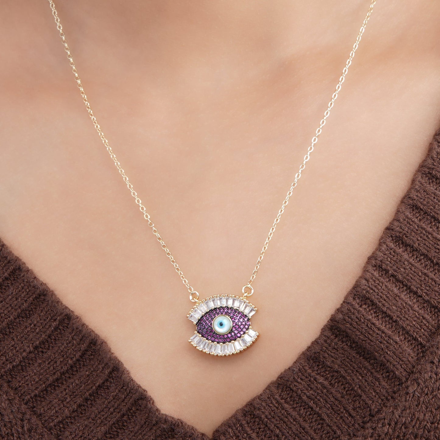 Meesha Evil Eye Necklace - Swashaa