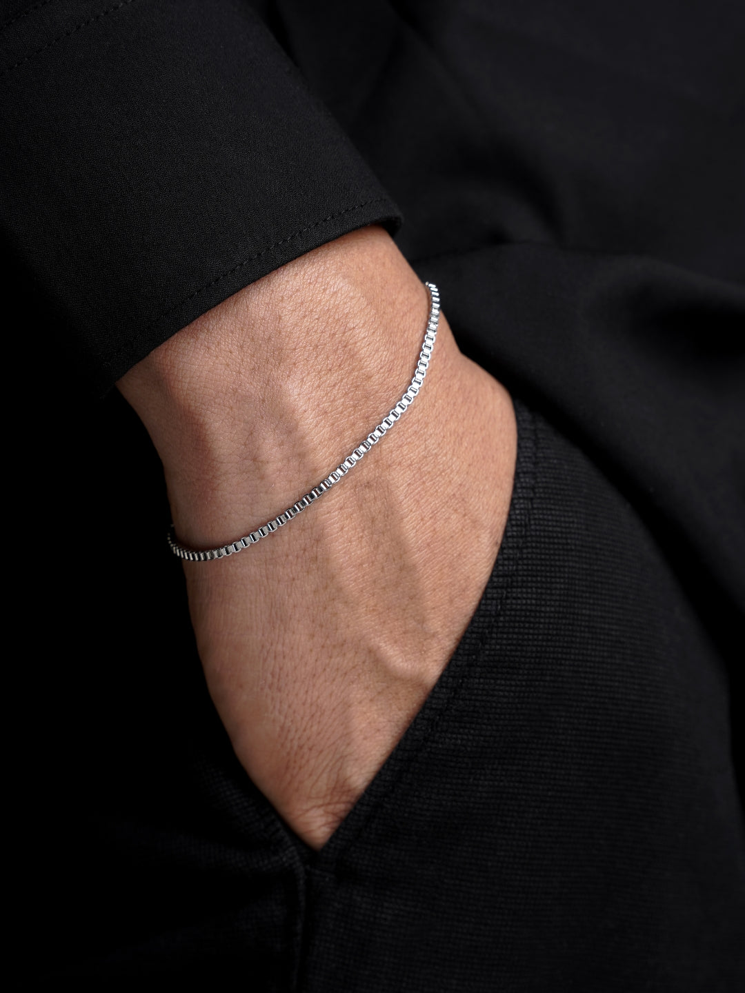 Box Chain Silver 2 MM Men's Bracelet