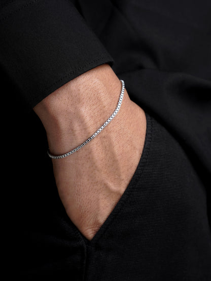 Box Chain Silver 2 MM Men's Bracelet