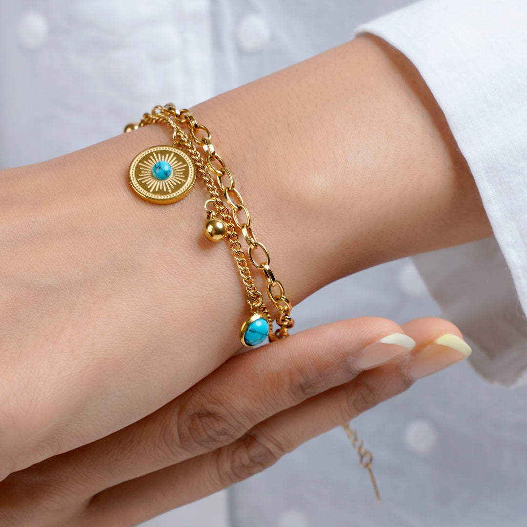 Aahana Eye 18K Gold Plated Bracelet - Swashaa