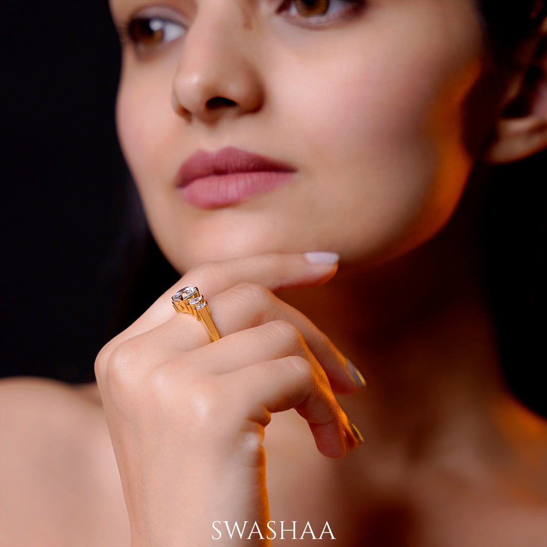 Aas Solitaire 18K Gold Plated Ring - Swashaa