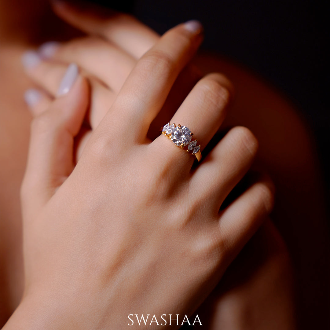 Aas Solitaire 18K Gold Plated Ring - Swashaa