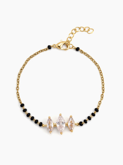 Aadhira Marquise Solitaire 18K Gold Plated Women's Mangalsutra Bracelets