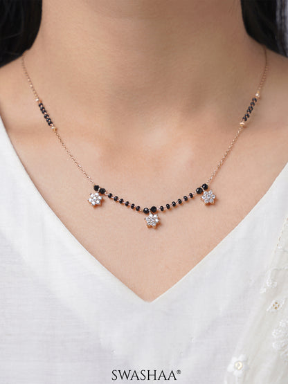 Aadhya Floral Charms Rosegold Plated Mangalsutra
