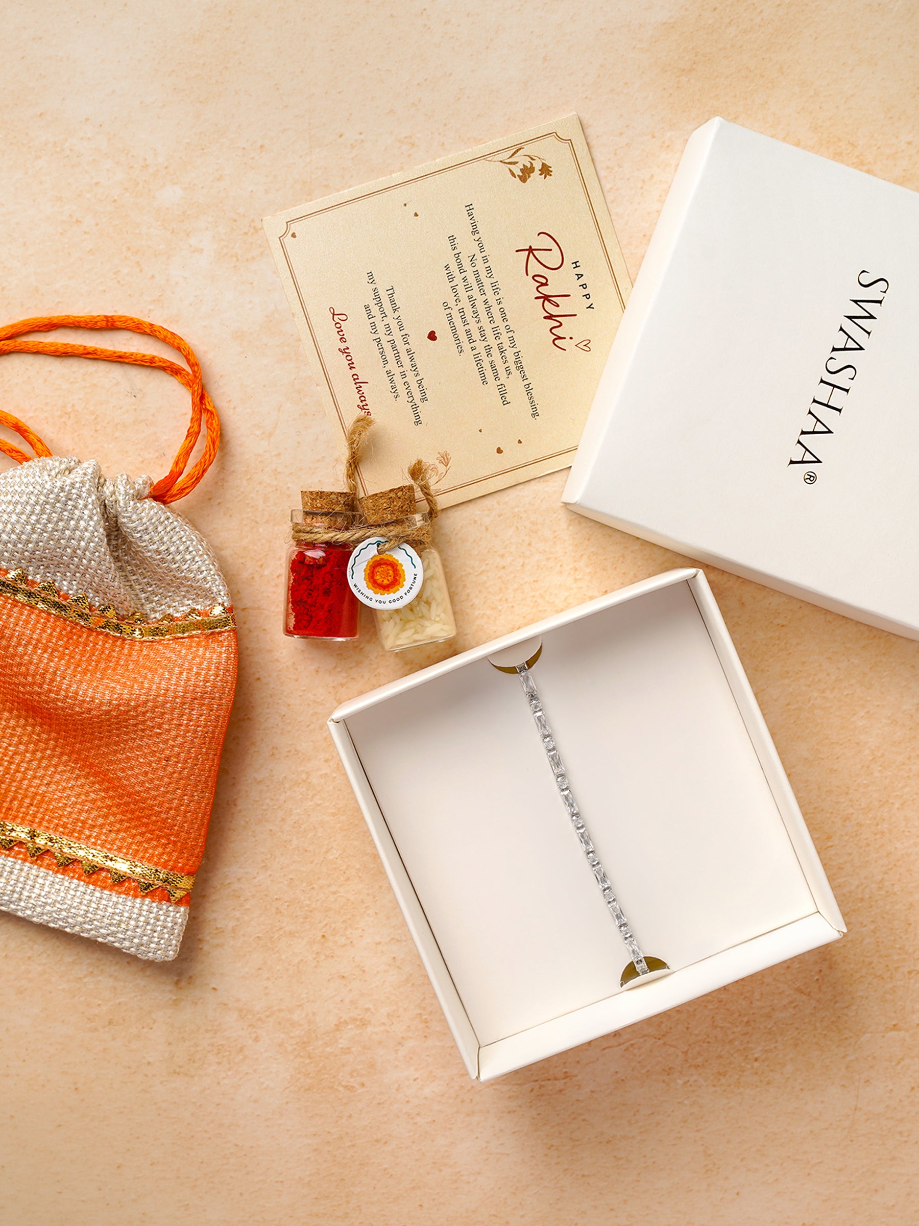 Aahir Diamond Solitaire Silver Rakhi