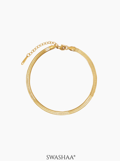 Aanya Sleek Herringbone Chain 18K Gold Plated Women's Anklet
