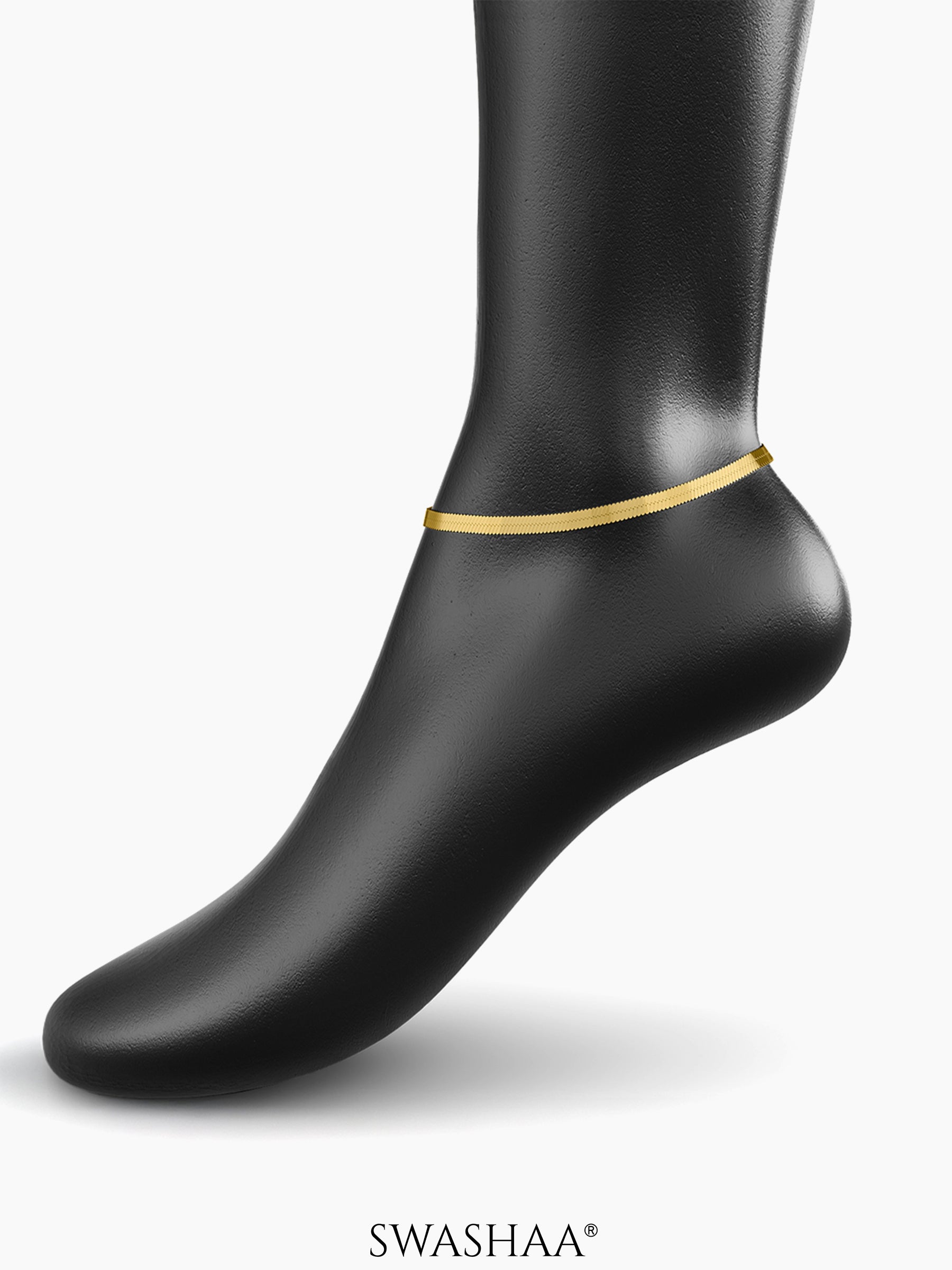 Aanya Sleek Herringbone Chain 18K Gold Plated Women's Anklet