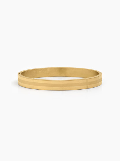 Aarit line Texture 18K Gold Plated Men's Solid Band Bracelet  