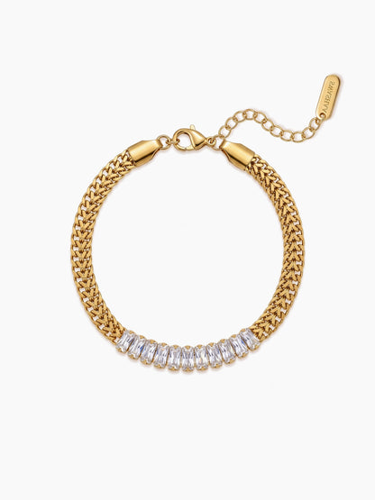Aariv Cuban Chain Baguette Diamond 18K Gold Plated Rakhi 