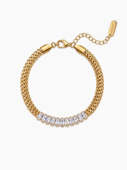 Aariv Cuban Chain Baguette Diamond 18K Gold Plated Rakhi 