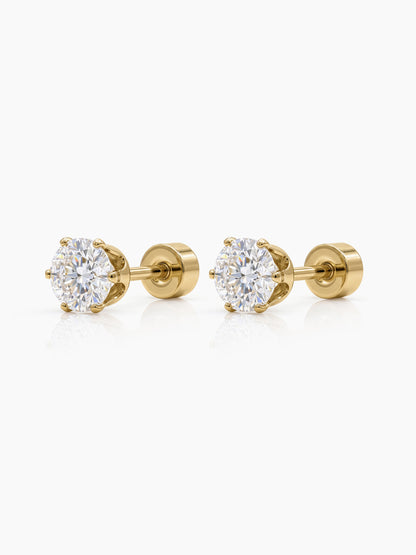 Aarna Solitaire Diamond 18K Gold Plated Kid's Stud Earrings 