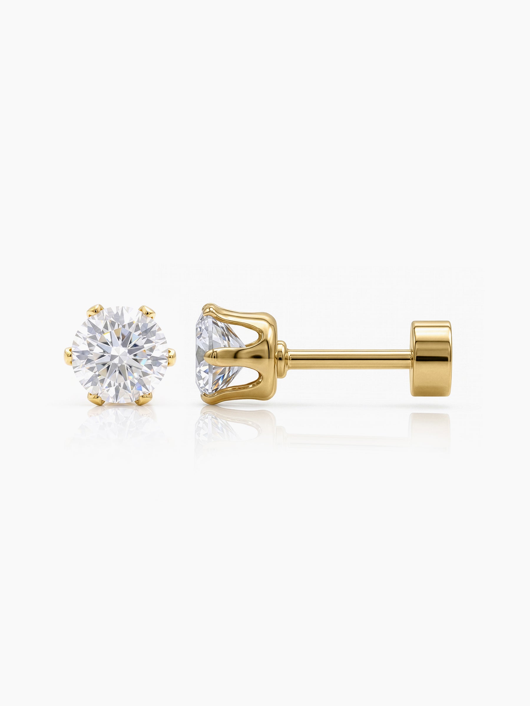 Aarna Solitaire Diamond 18K Gold Plated Kid's Stud Earrings 