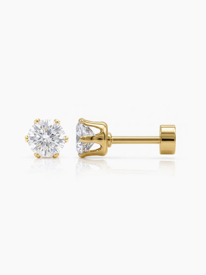 Aarna Solitaire Diamond 18K Gold Plated Kid's Stud Earrings 
