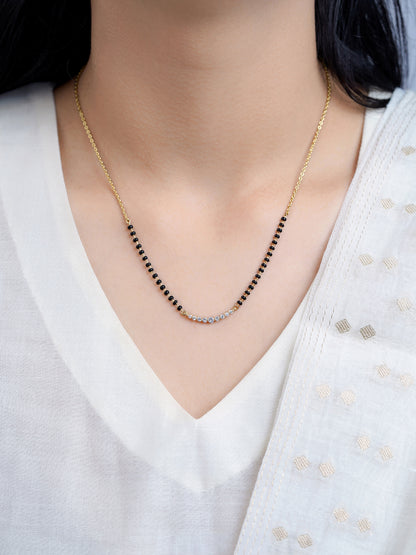 Aarunya Diamond Bar 18K Gold Plated Mangalsutra