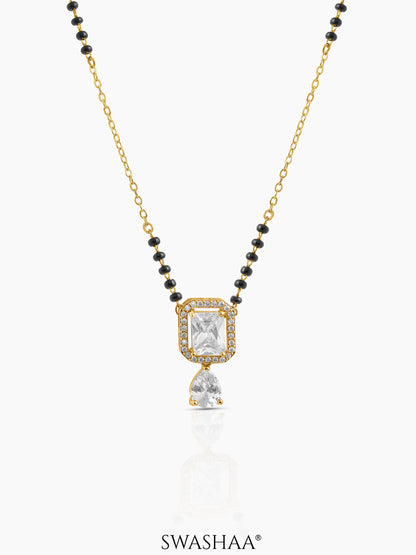 Aarvika Diamond Solitaire Pear Drop 18K Gold Plated Mangalsutra