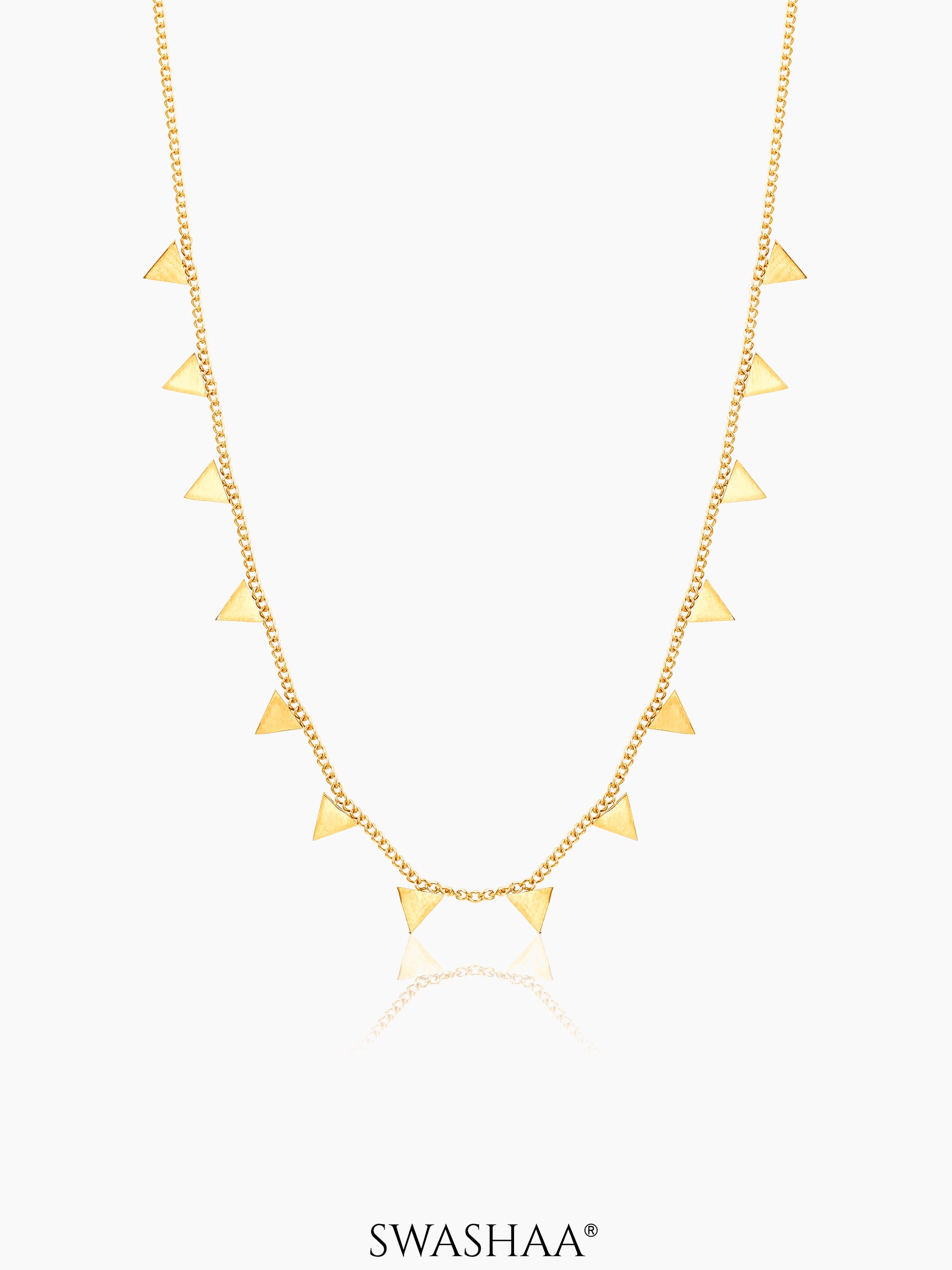 Aarya Trigon Triangle Gleam 18K Gold Plated Choker Necklace