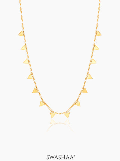 Aarya Trigon Triangle Gleam 18K Gold Plated Choker Necklace