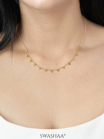 Aarya Trigon Triangle Gleam 18K Gold Plated Choker Necklace