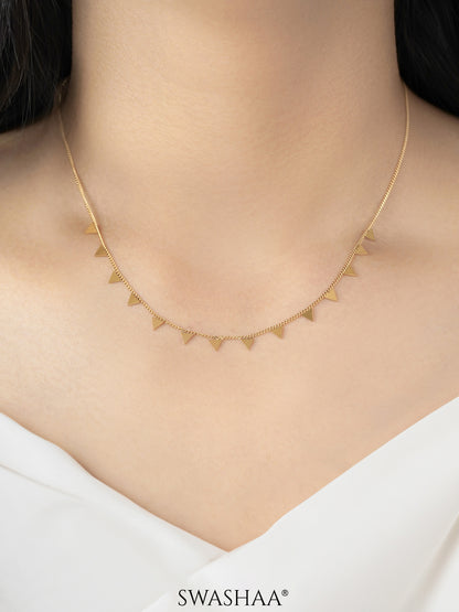 Aarya Trigon Triangle Gleam 18K Gold Plated Choker Necklace