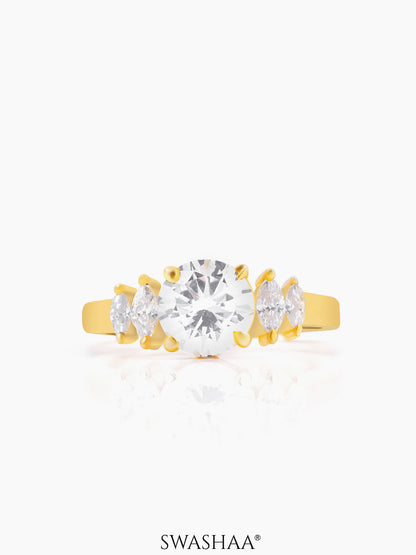 Aas Diamond Solitaire 18K Gold Plated Ring
