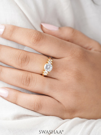 Aas Diamond Solitaire 18K Gold Plated Ring