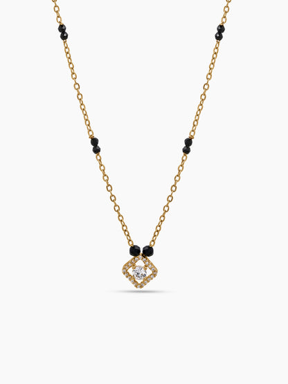Aashvi Diamond Solitaire 18K Gold Plated  Women's Chain Pendant Mangalsutra Necklace