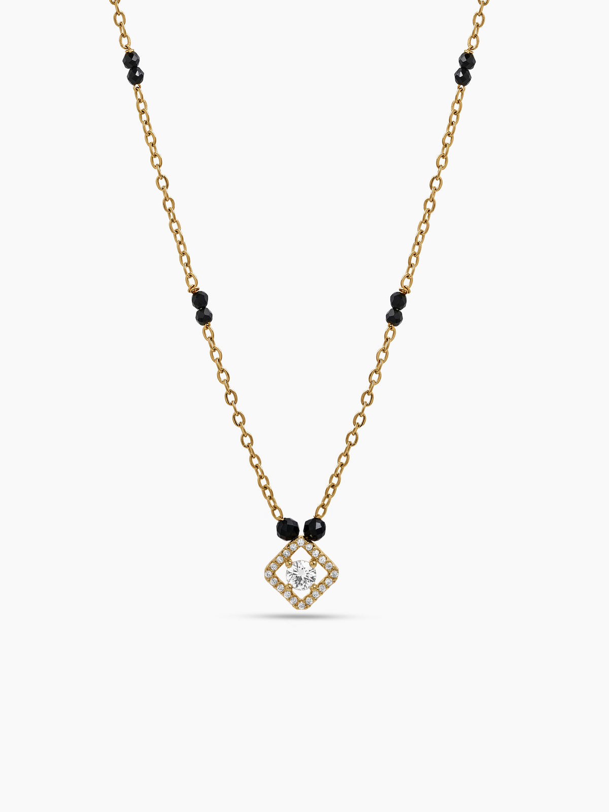 Aashvi Diamond Solitaire 18K Gold Plated  Women's Chain Pendant Mangalsutra Necklace