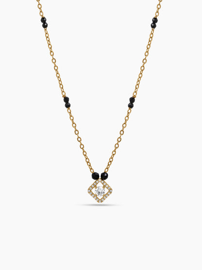 Aashvi Diamond Solitaire 18K Gold Plated  Women's Chain Pendant Mangalsutra Necklace