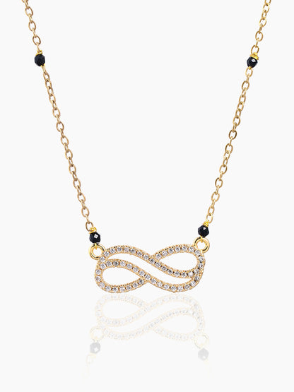 Aavya Infinity Diamond 18K Gold Plated Pendant Mangalsutra