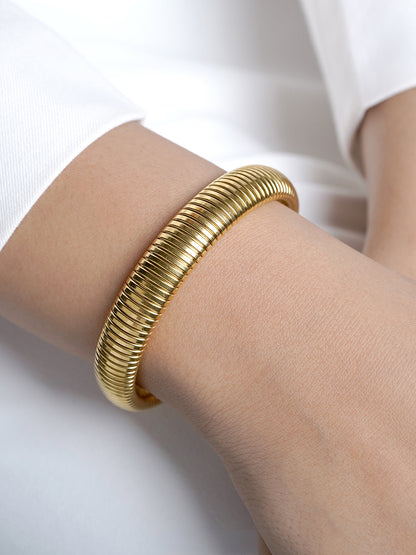 Abby Ribbed Bangle 18K Gold Plated Women's Band Bracelet
