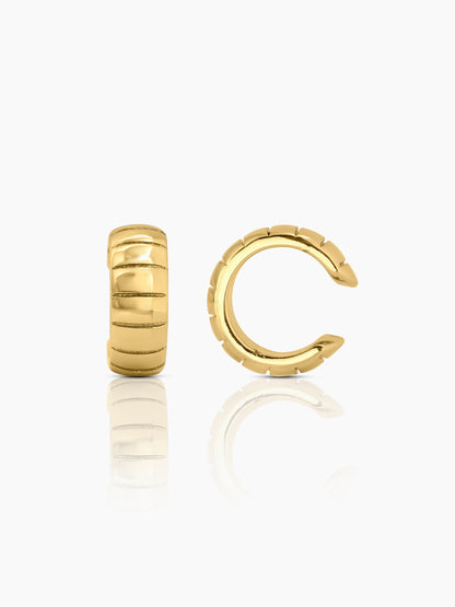 Abby Ribbed 18K Gold Plated Ear Cuffs