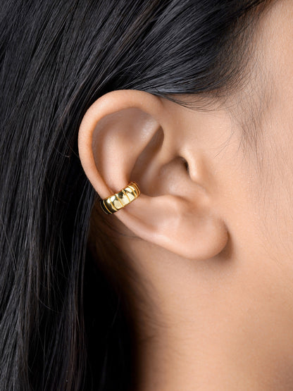 Abby Ribbed 18K Gold Plated Ear Cuffs