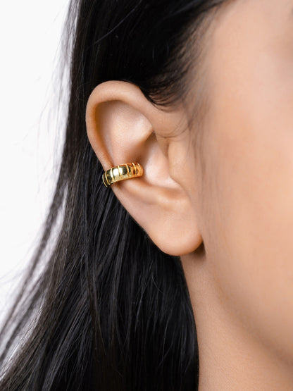Abby Ribbed 18K Gold Plated Ear Cuffs