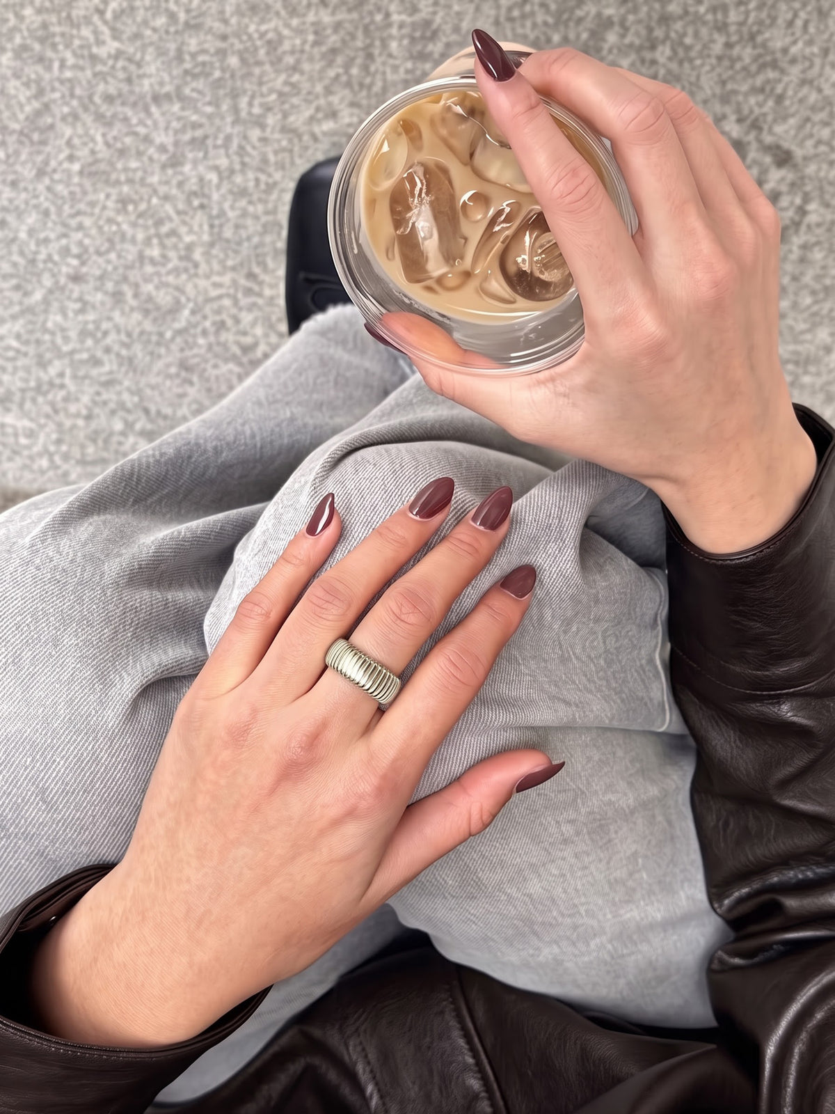 Abby Ribbed Textured Silver Band Ring