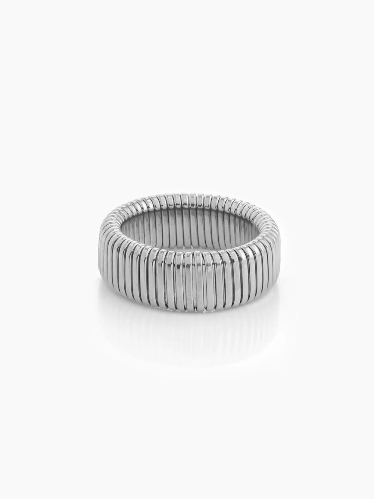 Abby Ribbed Textured Silver Band Ring
