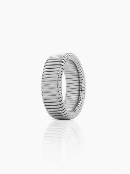 Abby Ribbed Textured Silver Band Ring
