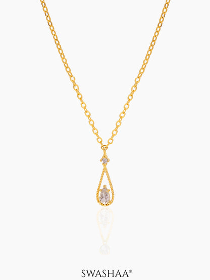 Abeera Teardrop Charm 14K Gold Plated Chain Necklace