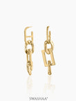Adde Geometric Oval Rectangular Links 18K Gold Plated Dangling Earrings